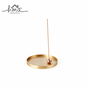 Round Brass Incense Holder Bowl with Ash Catcher Minimalist <b>Stick</b> Holder Meditation Aromatherapy Home Decor Accessory - Product Image 4