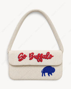 Indian Fully Handcrafted Beaded Buffalo <b>Shoulder</b> <b>Bag</b> <b>White</b> Novelty Animal Motif Handbag Single Compartment Lock Closure - Product Image 1