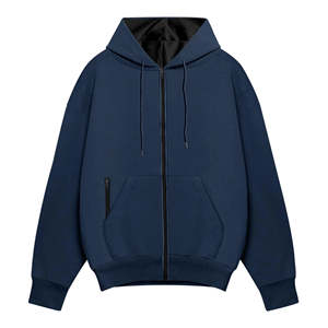 Sudaderas con capucha pesadas con cremallera para hombre, cremallera bidireccional, sudaderas lisas extragrandes, sudadera con capucha personalizada con cremallera - Product Image 1