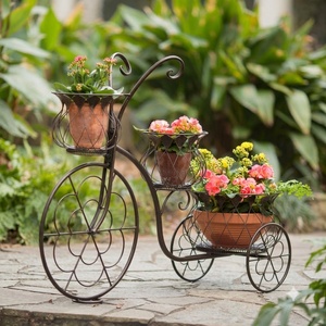 Support de plante décoratif de jardin à 1 niveau en fer forgé vintage, écologique et thermolaqué, pour pot de fleurs ou jardinière de vélo - Product Image 3