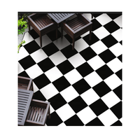 Carreaux de sol extérieurs modernes en porcelaine vitrifiée noire antidérapante 300x300mm pour cuisine, cantine, restaurant, terrasse