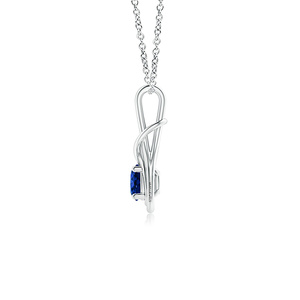 Colgante de lujo con zafiro de corte redondo y diseño de infinito en oro de 10K, 14K, 18K y plata 925, 935 - Product Image 4