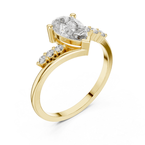 IGI Certified Pear & Round Cut Lab Grown Diamond <b>Ring</b> Bridal Jewelry Engagement Wedding Band for Women New Grown Diamond - Product Image 2