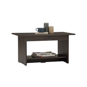 Minimalist Laminated Board <b>Coffee</b> <b>Table</b> <b>Walnut</b> Finish Rectangular Center <b>Table</b> with Bottom Storage Shelf for Living Room - Product Image 2