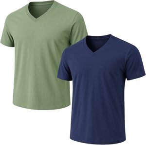 Camiseta de Manga Corta para Hombre, Cuello en V, de Poliéster/Algodón, con Estampado Serigrafiado, Antiarrugas, Ecológica, Transpirable, Ligera y de Secado Rápido - Product Image 5