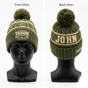 Premium 320 GSM acrylic knit lacrosse beanie black orange jacquard pattern pom pom embroidered custom logo <b>winter</b> <b>cap</b> - Product Image 6