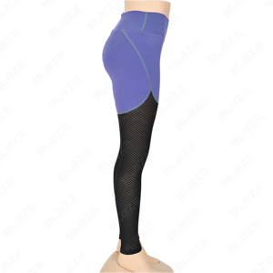Leggings de yoga con cintura elástica, mallas de yoga con panel de malla de color contrastante - Product Image 4