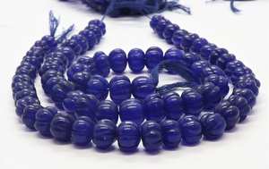 Cuentas de Cuarzo Azul Talladas a Mano en Forma de Calabaza, 9-11 mm, Cuentas de Cuarzo Azul en Forma de Rondelle de Calabaza para la Fabricación de Joyas - Product Image 4