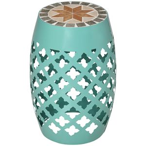 12-Inch Blue Patio <b>Round</b> Side <b>Table</b> Outdoor Footstool <b>Garden</b> Mosaic Accent <b>Table</b> Plant Stand - Product Image 1