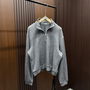 Men's Wool Acrylic Half Zip <b>Sweater</b> Solid Color Thick Knitwear Winter Casual Cardigan Full Sleeve Anti-Pilling - Product Image 1
