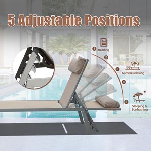 Set di 3 Chaise Longue Regolabili in Alluminio per Patio, Reclinabili per Esterni Resistenti alle Intemperie con Tavolino Laterale per Bordo Piscina o Prendisole - Product Image 5