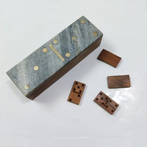 Boîte de rangement pour dominos en marbre faite à la main avec des dominos en bois, élégant organisateur de dominos avec couvercle en marbre pour table basse et soirées jeux - Product Image 6