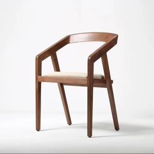 เก้าอี้ทานข้าวไม้สไตล์มินิมอลพร้อมที่วางแขนแบบแกะสลักและเบาะนั่งสบายสำหรับการตกแต่งภายในสไตล์ร่วมสมัย - Product Image 5