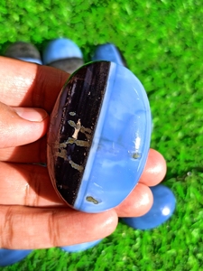 Opale bleue rayée naturelle d'Owyhee, pierre de paume polie, cristal de guérison, Reiki, méditation, soulagement du stress, vente en gros, Feng Shui - Product Image 3