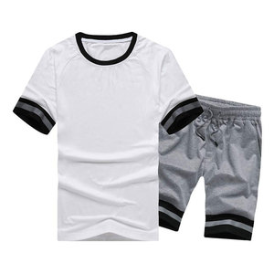 Ensembles courts pour hommes, tenue décontractée en coton, ensembles courts pour hommes, matière respirante pour les activités quotidiennes - Product Image 1