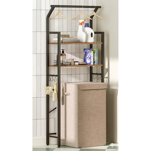 Meuble de rangement moderne en métal et fer à 3 niveaux, à placer au-dessus des toilettes, pour optimiser l'espace - Product Image 3