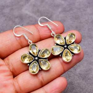 Handmade Citrine Flower Earrings 925 Sterling Silver Gemstone <b>Jewelry</b> Elegant Women Gift Unique Nature <b>Inspired</b> Design - Product Image 3
