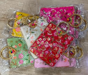 Silk Wedding bag Return Gift Traditional Embroidered Potli Handbag Golden Handle Ethnic Clutch Bag for Women Girls Bridal - Product Image 3