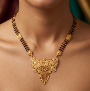 Divyoro Elegant Gold Plated <b>Copper</b> Alloy Mangalsutra Statement Necklace Bead <b>Chain</b> Wing Pattern Women Wedding Ethnic Jewelry - Product Image 3