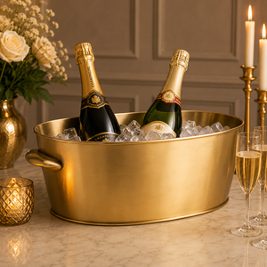 Cubo para Champán de Latón Texturizado Aurora, Enfriador de Vino de Doble Pared Hecho a Mano, Enfriador de Bebidas de Lujo, Decoración Moderna para Bar - Product Image 4