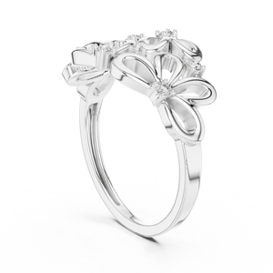 Anillo de Diamantes Cultivados en Laboratorio con Diseño Floral Abstracto, Oro Blanco de 18 Quilates con Baño de Rodio, Corte Brillante, para Compromiso, Fiesta, Regalo de San Valentín, Glamuroso - Product Image 2