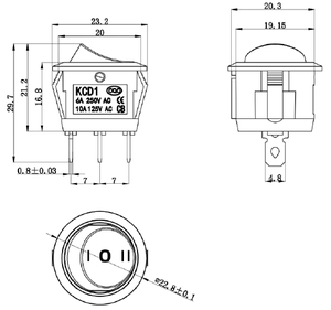 อะไหล่สวิตช์โยก PTT 3P ON-OFF-ON 6A 250V AC, 10A 125V AC - Product Image 3