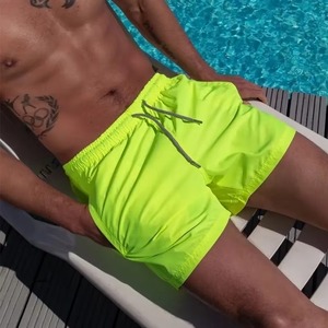 <b>Mens</b> Neon Green Swim <b>Trunks</b> Quick Dry Beach Shorts Drawstring Summer Board Shorts Custom OEM Wholesale Swimwear Fashion - Product Image 5