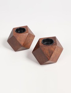 Handmade Wooden Tea Light <b>Candle</b> Holder Rustic Geometric Design Decorative Home Table Centerpiece Decor - Product Image 4
