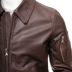 2026 Customizable Men's High Quality Coated <b>Leather</b> <b>Jacket</b> with Stand Collar and Front Logo Vintage Style Standard Thickness - Product Image 5