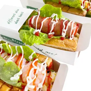 Toptan fast food karton sandviç ambalaj gıda çekmece kutusu aperatif kutusu hotdog/burger/sandviç kağıdı ambalaj tasfiye kutusu