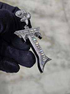 Colgante con Letra Inicial T Personalizada, Corte Baguette, VVS1, Diamantes Cultivados en Laboratorio, Plata 925, Oro Sólido 10K, Estilo Hip Hop, Oro Blanco, Joyería con Diamantes - Product Image 2