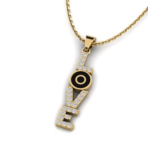 Colgante de plata 925 con letras LOVE de moissanita y circonitas, estilo hip hop, unisex, ideal para regalo. - Product Image 3