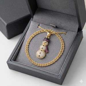 Trendy 10K <b>Solid</b> Gold Cartoon Iced Vintage Winter Snowman Charms Pendants Custom Moissanite Diamond Hip Hop Unisex Gift <b>Necklace</b> - Product Image 3