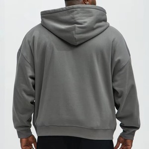 420 Grams Men's Grey Half-<b>Zip</b> <b>Hooded</b> Sweatshirt with Front Pocket Loose Fit Casual Pullover Ribbed Cuffs and Hem - Product Image 6