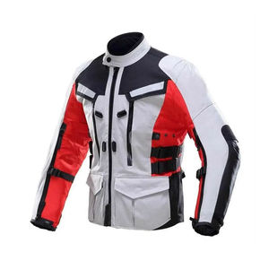 Unisex Full Sleeve Black Mesh Cordura <b>Motorcycle</b> <b>Jacket</b> Red Zipper Pockets Anti-UV Quick Dry Features <b>Summer</b> Breathable Wear - Product Image 5