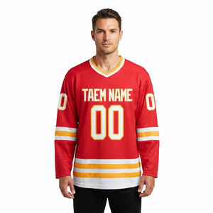 Camiseta de Hockey sobre Hielo para Hombre 100% Poliéster, Personalizable, Manga Larga, Corte Ajustado, con Costuras Planas, Diseño de Camiseta de Equipo Personalizado OEM - Product Image 4