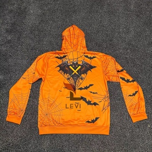 Sweat à capuche personnalisé de haute qualité, motif chauve-souris et toile d'araignée orange pour Halloween, en polyester, pour hommes et femmes - Product Image 1