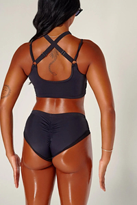 Tenue de pole dance légère et tendance pour femme, haut court à col montant et short taille haute, pour adultes - Product Image 2
