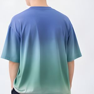 เสื้อยืดโอเวอร์ไซส์ไล่เฉดสีสำหรับผู้ชายจากโรงงานโดยตรง ผ้าฝ้าย 100% แขนสั้น สไตล์สตรีทแวร์ เสื้อผ้าออกกำลังกาย - Product Image 3