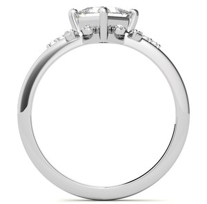 Bague de Fiançailles et de Mariage Vintage en Argent Sterling 925 Plaqué Or 14K, Sertie de Moissanite Taille Princesse 6MM, Style Antique - Product Image 4