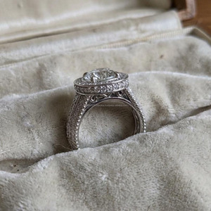 Round Cut Moissanite Diamond Halo Engagement <b>Ring</b> Hip Hop Style Men's Wedding <b>Ring</b> for Gift <b>Iced</b> Out 925 Sterling Silver Jewelry - Product Image 6