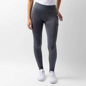 Leggings Largos de Cintura Alta para Mujer, con Bolsillos, Tejido Elástico en Cuatro Direcciones, Spandex y Algodón, Cierre de Botón, Color Personalizado, Gris Sólido - Product Image 1