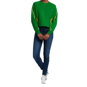 High Quality Women Cropped Sweatshirt Green &Yellow Embroidered Greek Letter logo Sorority Pullover College & University Style - Product Image 1
