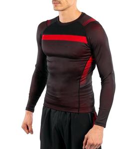Rashguard de Alta Calidad para Hombre, Personalizado con Estampado, Compresión, Manga Larga, Negro y Rojo, Precio Bajo para MMA, Venta al Por Mayor - Product Image 6