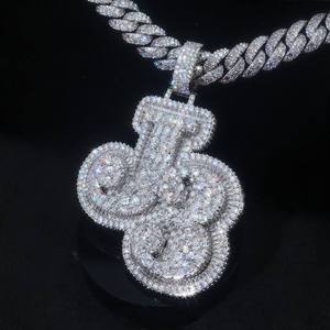 Men Charms Jewelry Iced Custom Hiphop <b>Pendant</b> Moissanite Name Letter <b>Initial</b> 925 Sterling <b>Silver</b> - Product Image 2