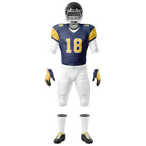 Custom American Football Jersey Set Yellow White 46 V-Neck Short Sleeve Moisture Wicking Polyester Men's <b>Athletic</b> Apparel - Product Image 4