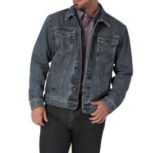Veste en jean classique pour homme, coupe droite, couleur unie, fermeture boutonnée, style décontracté, délavage acide léger, tissu 100% coton tissé - Product Image 5