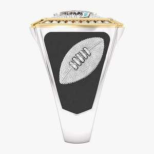 Luxury Men's Football Diamond <b>Cocktail</b> <b>Ring</b> 925 Silver <b>Gold</b> Plated Pave Setting Round Brilliant Cut Statement Jewelry - Product Image 1