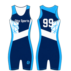 Maillot de compétition sans manches pour homme, bleu ciel et marine, pour la course à rames, uniforme de performance, personnalisable, vente en gros pour équipes sportives - Product Image 3
