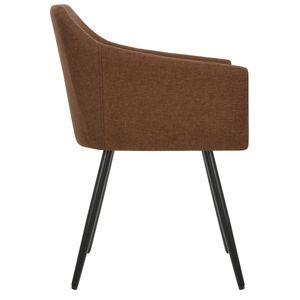 Juego de 2 sillas de comedor marrones de tela 100% poliéster con estructura metálica - Product Image 4